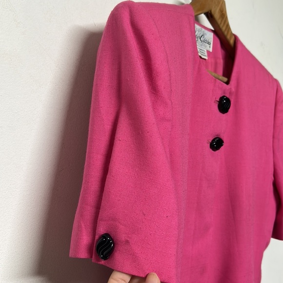 Vintage Oleg Cassini Barbie Pink Long Blazer 60s Mod Chic - Picture 5 of 11